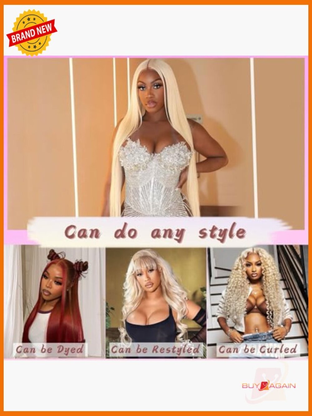 30 inch 613 Lace Front Wig Human Hair Straight 200 Density Pre Plucked Glueless - Picture 4 of 6
